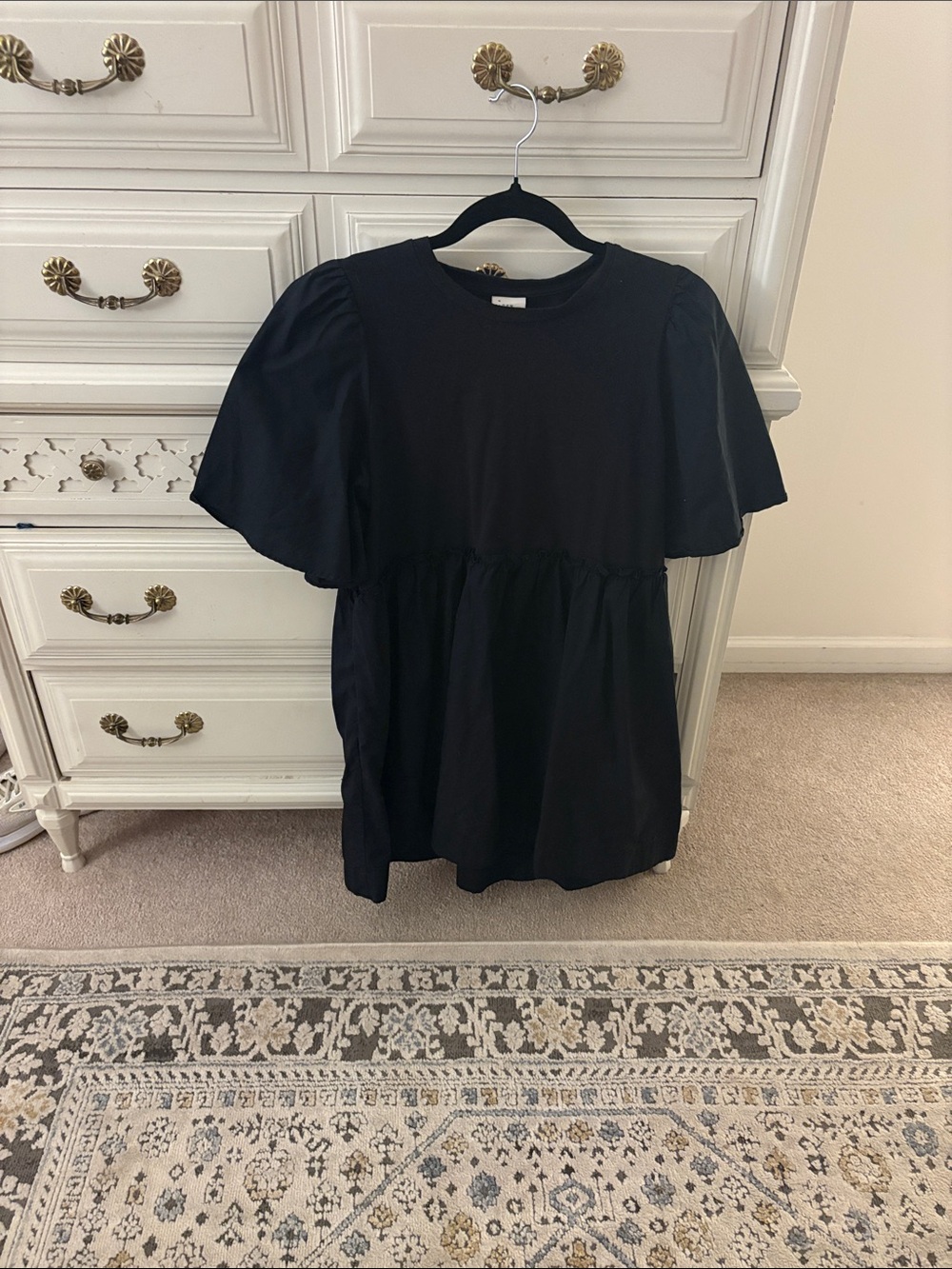 Women’s Black Flutter Sleeve Peplum dress